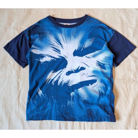 Vintage Star Wars Chewbacca AOP Blue Cotton Single Stitch Tee UBI 90s XL Wookie - Picture 2 of 9